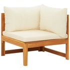 Canapé d'angle avec coussins blanc crème bois d'acacia solide