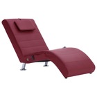 Chaise longue  de massage avec oreiller rouge bordeaux similicuir