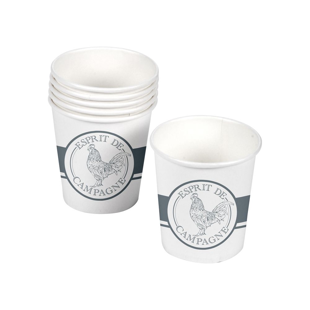 Set de 10 gobelets en carton coq de campagne