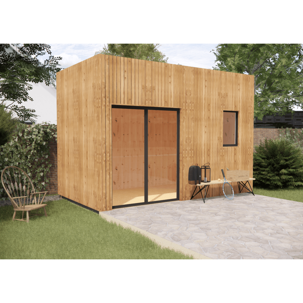 Bureau de jardin 4 saisons en bois 4,4 x 2,4 x 3,2 m / isolation re2020 avec plancher isolé / menuiseries alu k-line