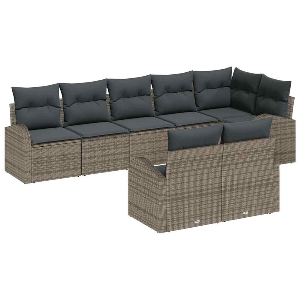 Ensemble de canapé de jardin 8 pc gris polyrotin