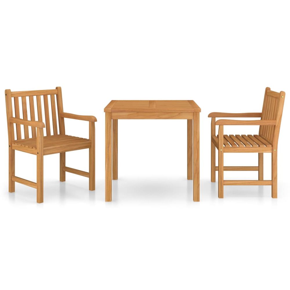 Ensemble de salle à manger de jardin 3 pièces 80 x 80 cm en bois de teck massif