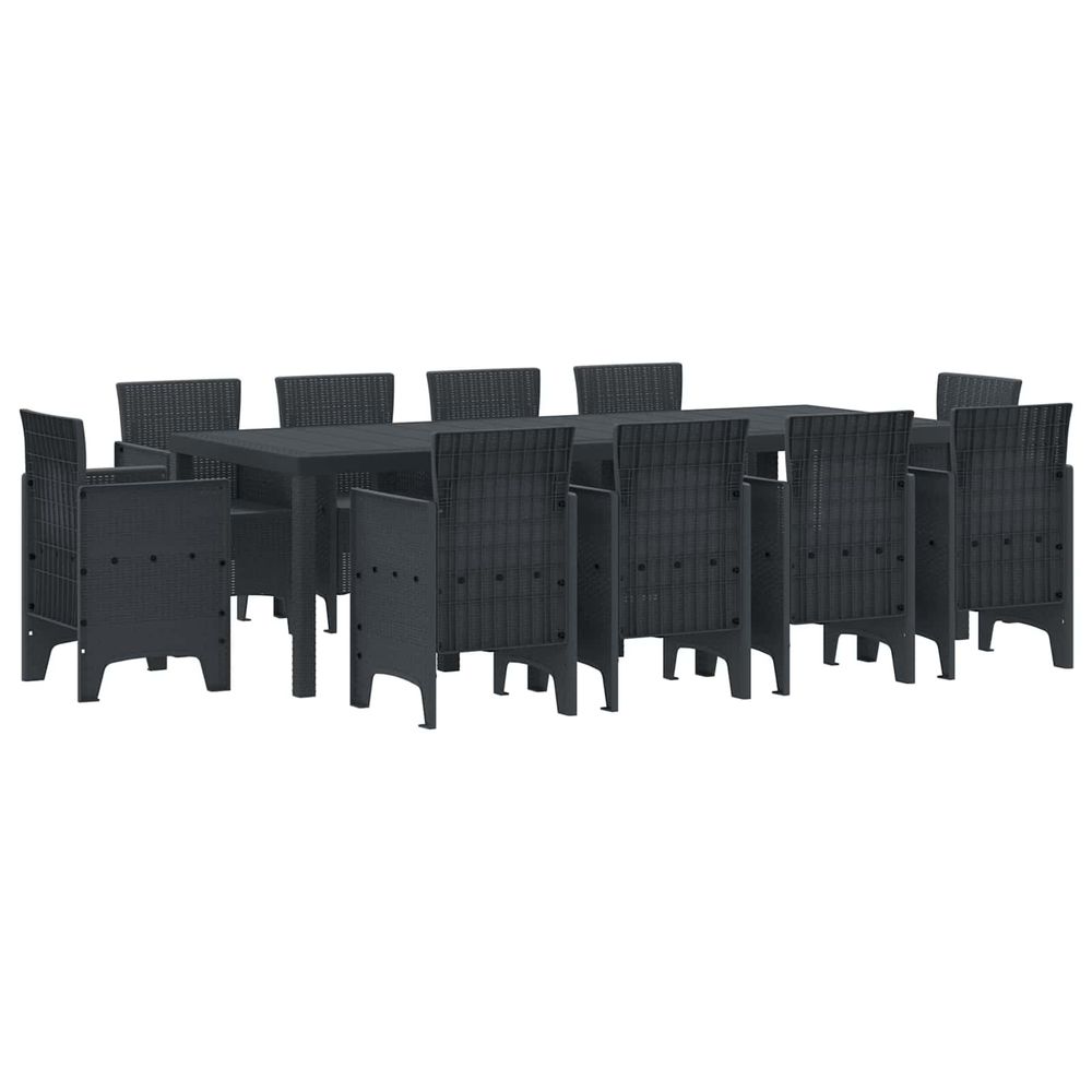 Ensemble de salle à manger pour jardin 11 pc anthracite