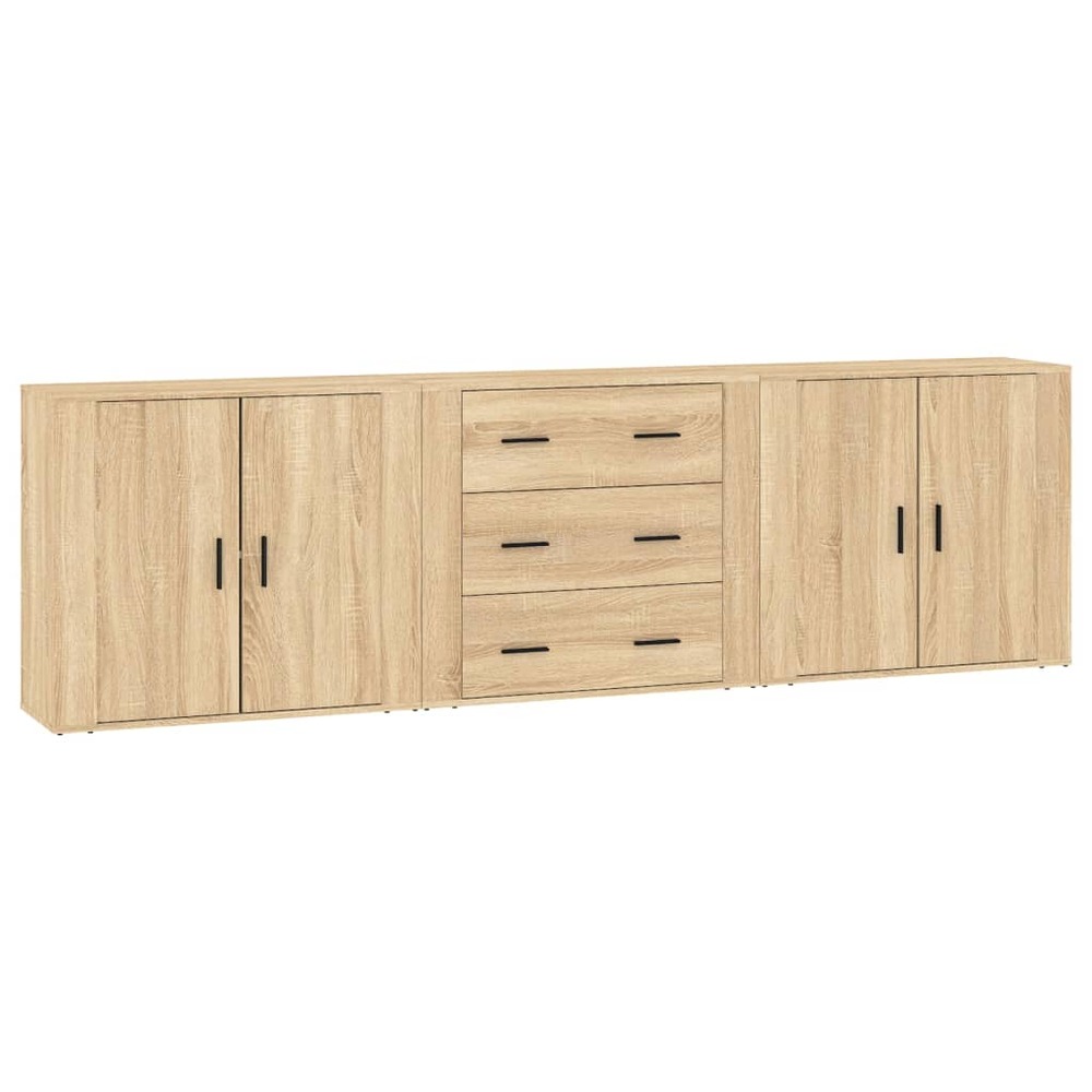 Buffet bahut commode armoire meuble de rangement organisateur cuisine salle de séjour salons 3 pcs sonoma bois d'ingénierie m