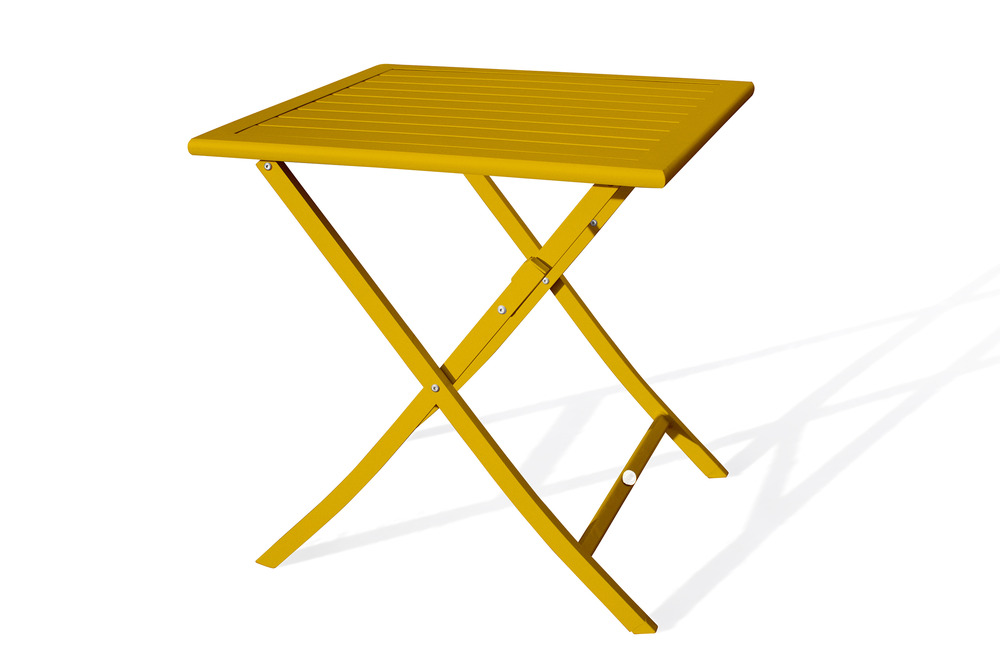 Table de jardin marius 70 cm pliante en aluminium moutarde