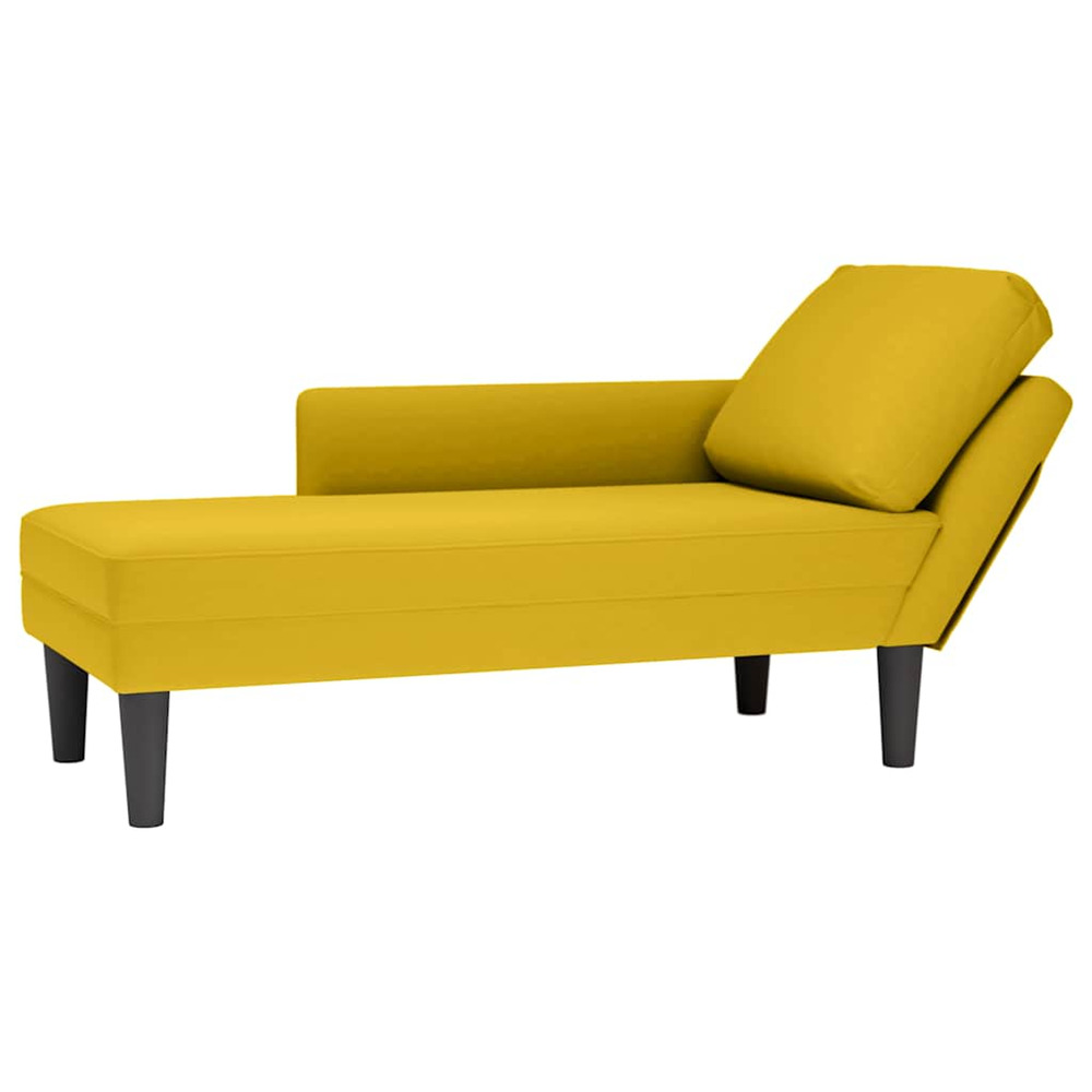 Fauteuil long avec coussin et accoudoir droit jaune velours