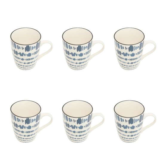 Lot de 6 mugs en porcelaine