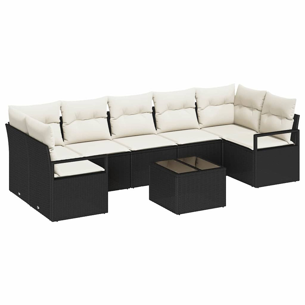 Ensemble de canapé de jardin avec coussin 8 pcs noir et crème