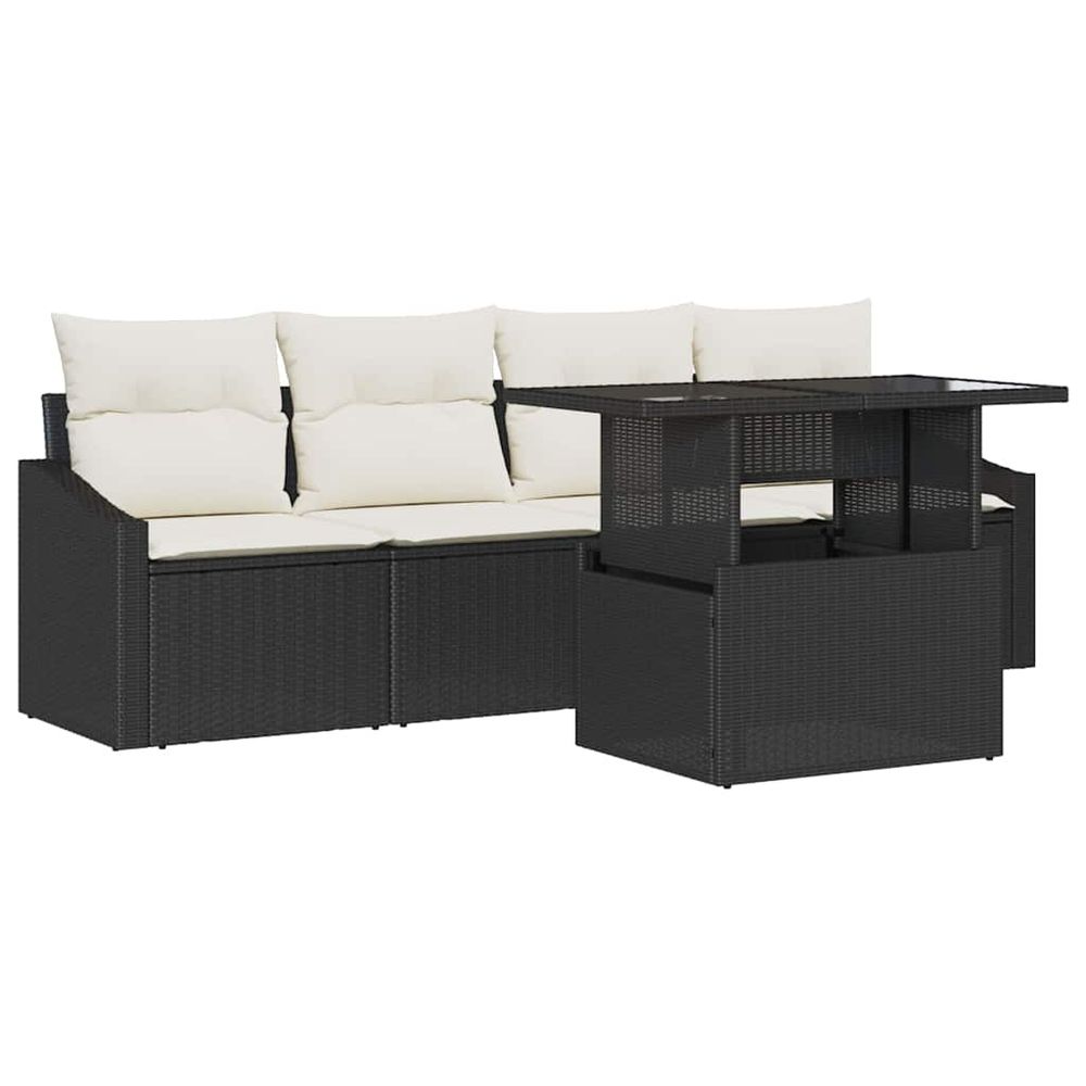 Ensemble de canapé de jardin 5 pc noir polyrotin