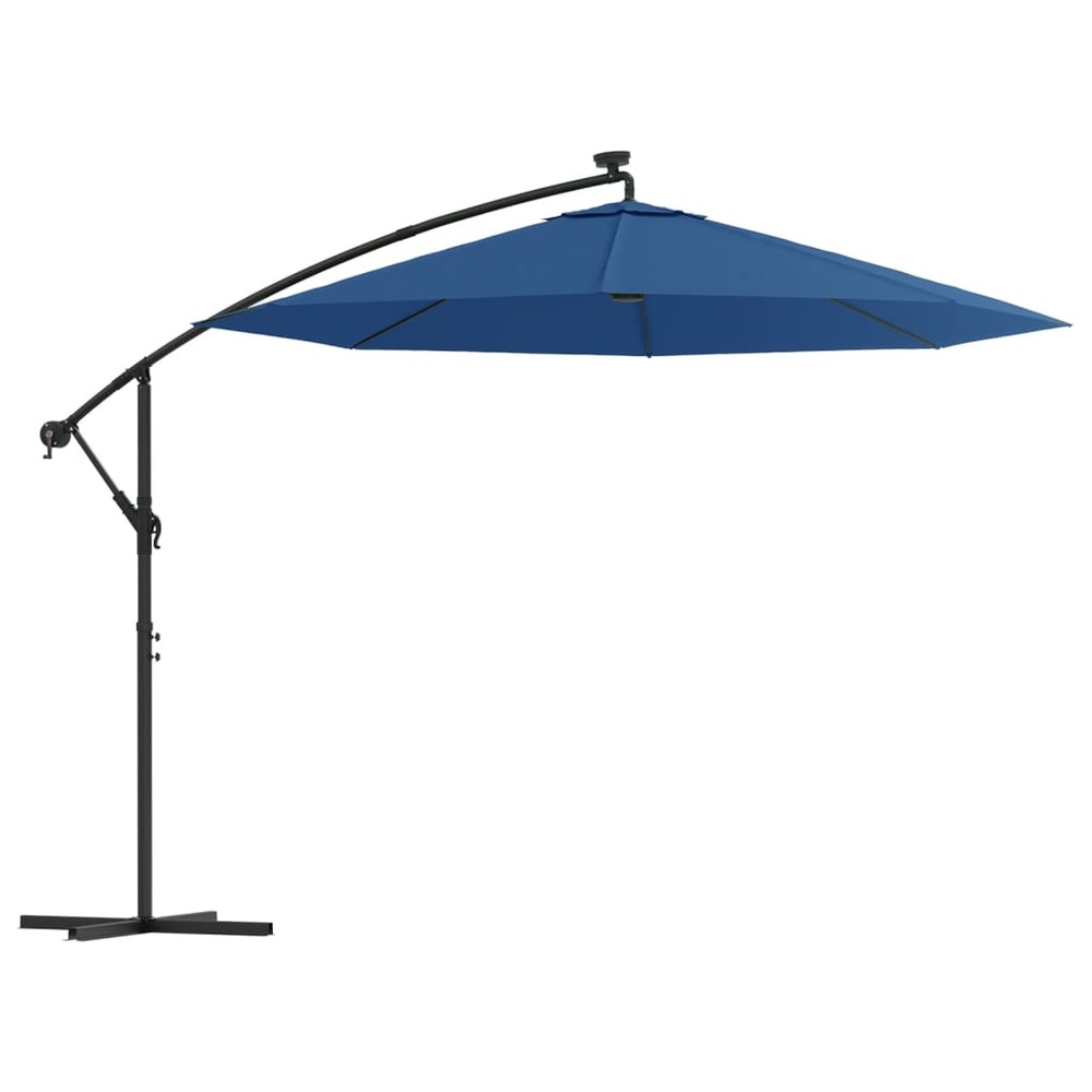 Parasol de jardin en porte-à-faux et lumières led mât en acier