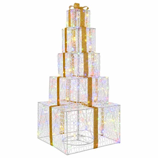 Boîtes cadeaux de noël empilables avec led 250 led multicolore
