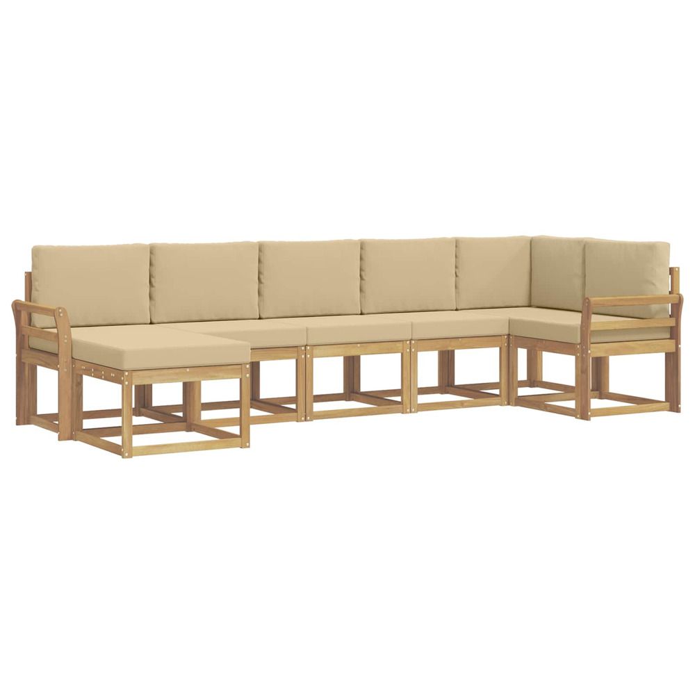 Ensemble de canapés d'extérieur 7 pc blanc et beige polyester