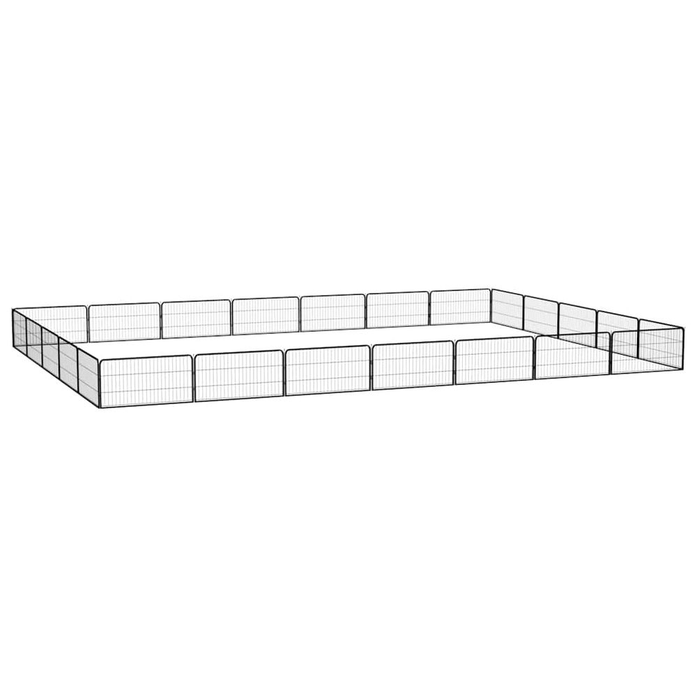 Parc chien 24 panneaux acier modulable pour jardin extérieur noir 100x50cm