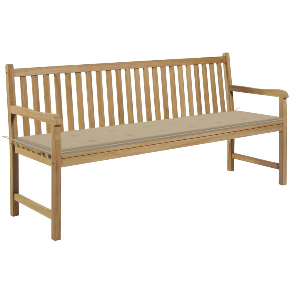 Banc de jardin avec coussin beige 175 cm bois de teck massif