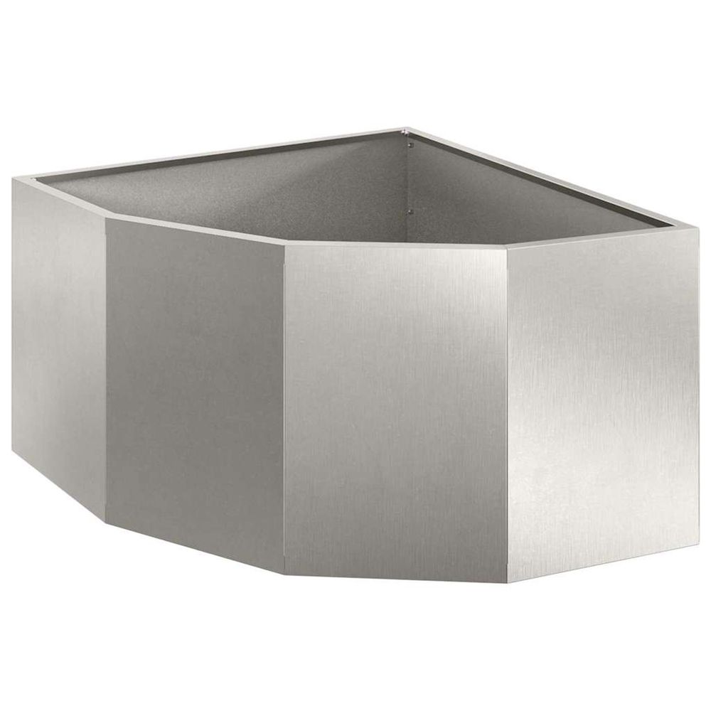 Jardinière d'extérieur d'angle argenté 60 x 60 x 35 cm acier inoxydable