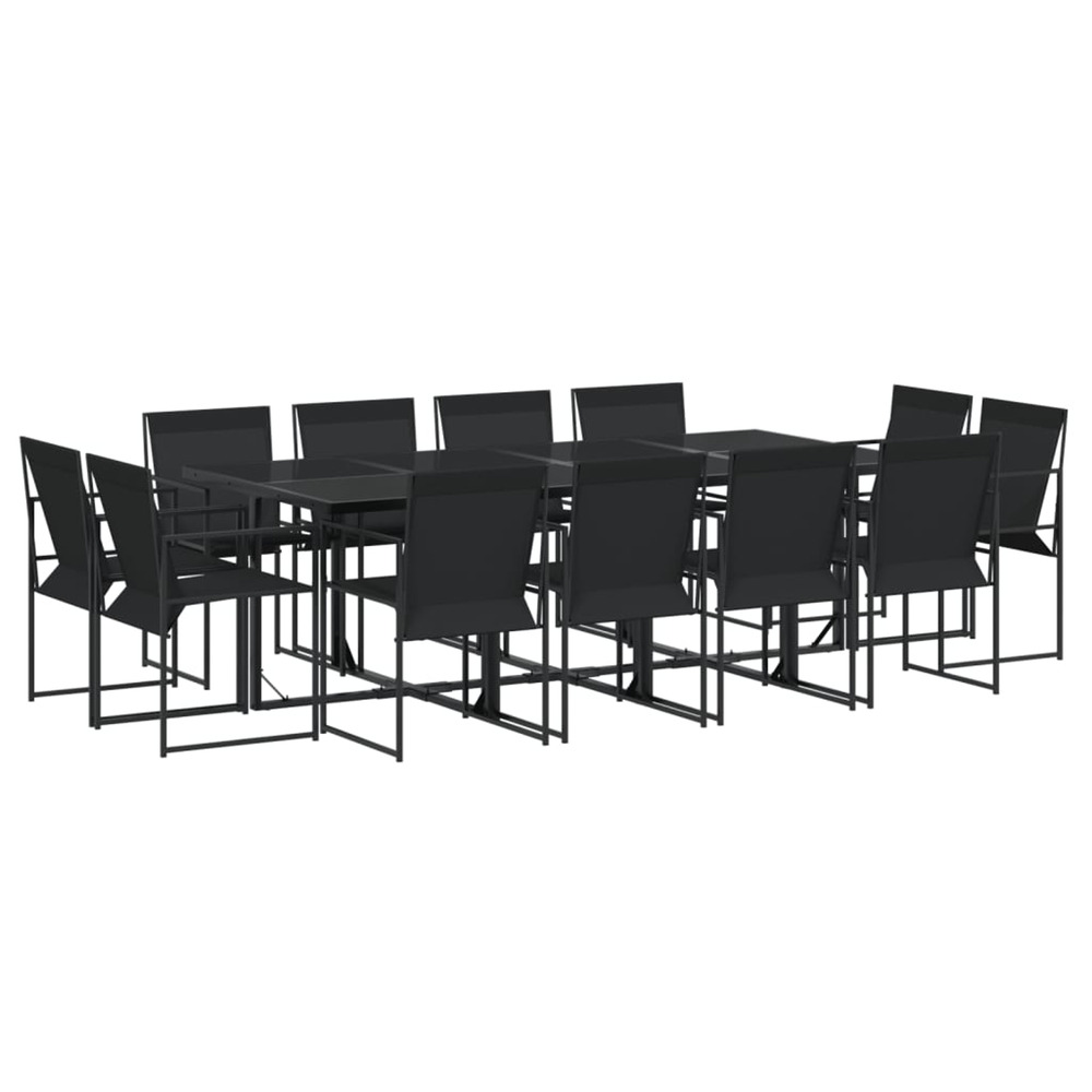 Ensemble à manger de jardin 13 pcs noir textilène