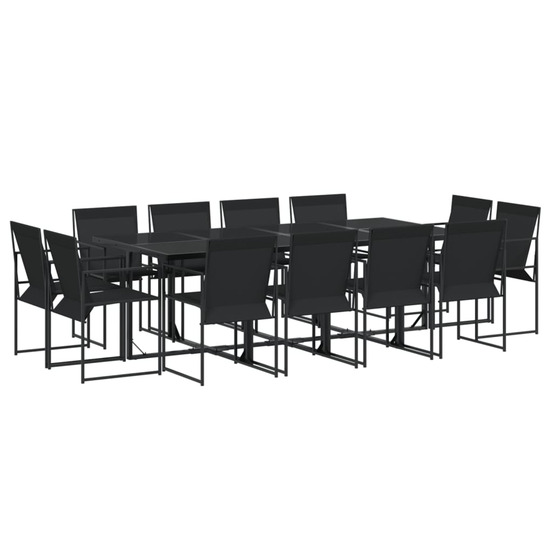 Ensemble à manger de jardin 13 pcs noir textilène