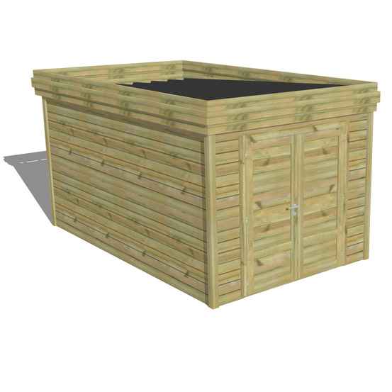 Abri de jardin bois pin traité autoclave 27mm - 2,64x4,34m / 11m2 - bac acier - abri français