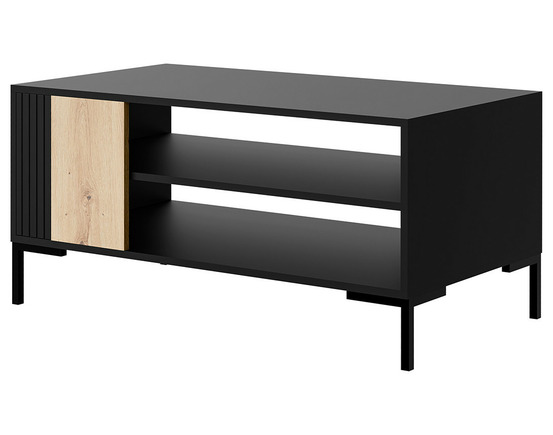 Cambridge - table basse - effet bois et noir - 2 niches - 100 cm