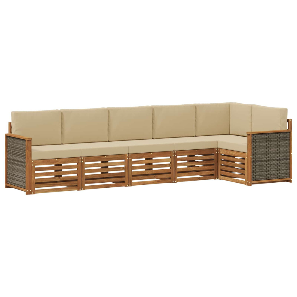 Ensemble de canapé d'angle avec coussin 5 pcs naturel