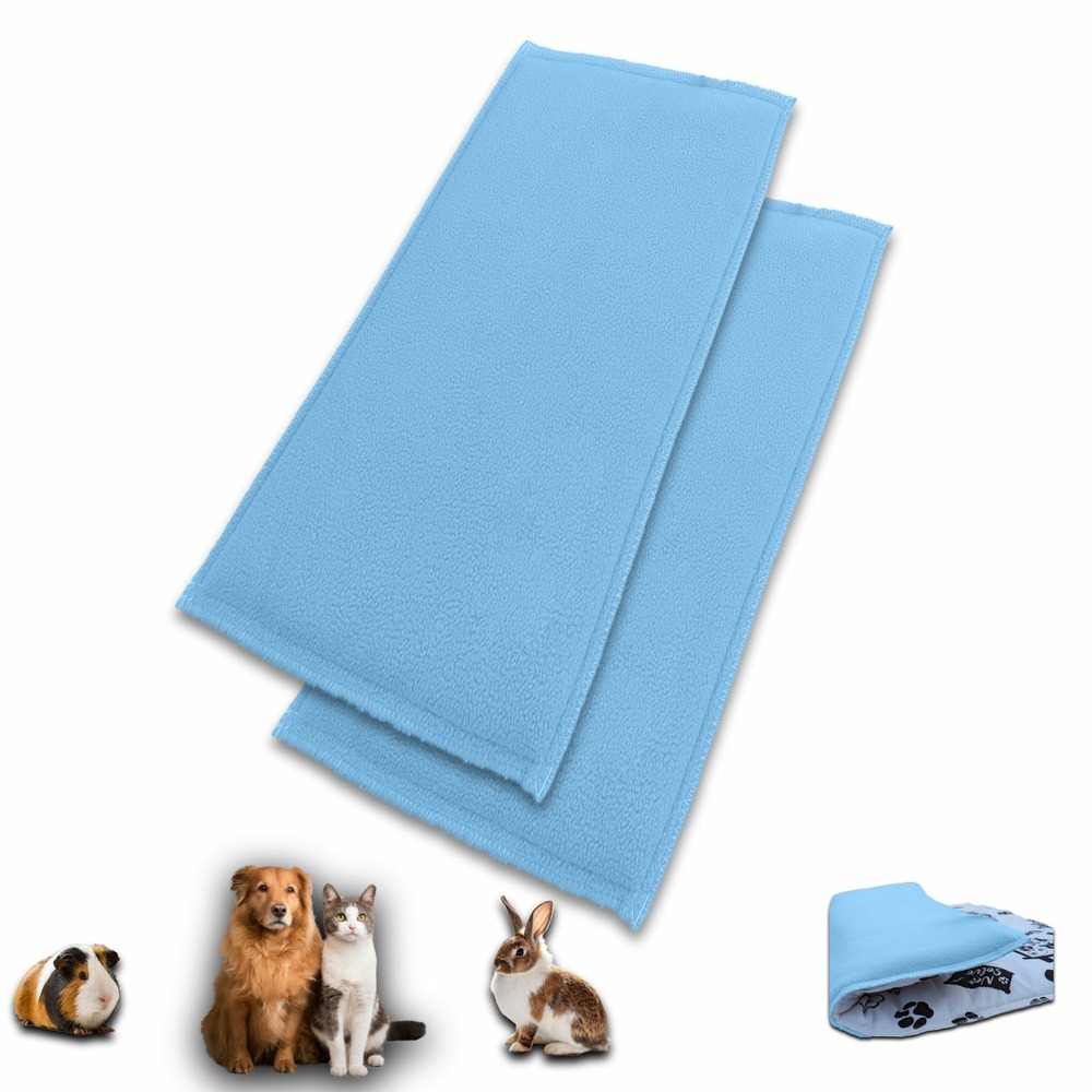 Lot de 2 - tapis pour cochon d'inde et lapin en polaire 120 x 60 cm - polaire absorbant, lavable en machine, economique