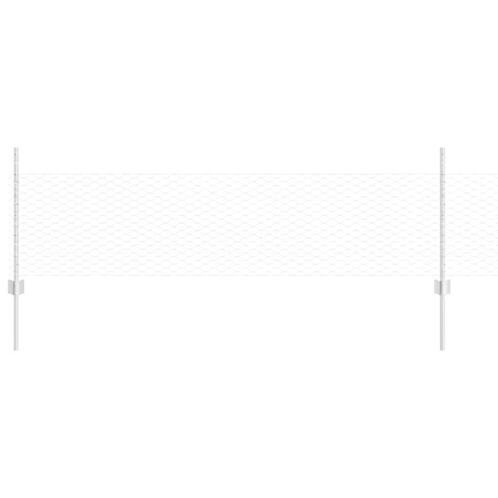 Clôture avec poteau argenté 0,5 x 25 m acier