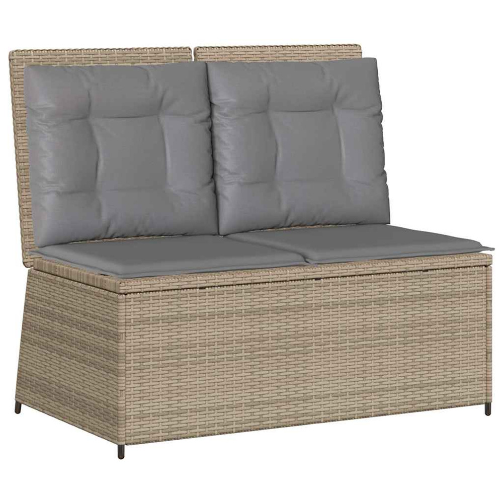 Banc inclinable de jardin avec coussins beige résine tressée