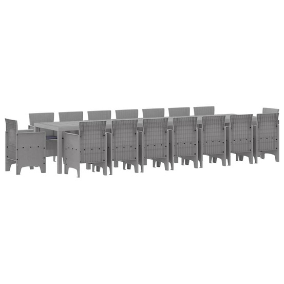 Ensemble de salle à manger de jardin avec coussins 17 pcs