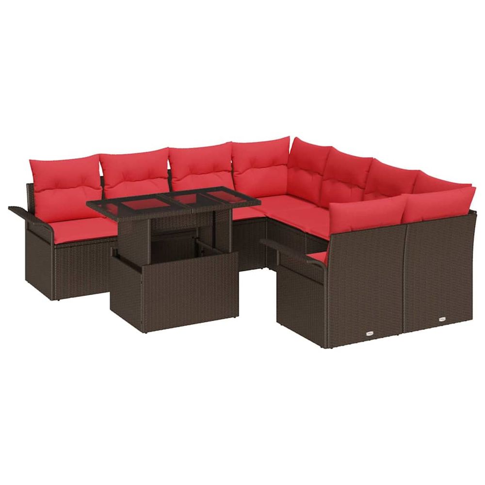 Ensemble de canapé de jardin 9 pc marron