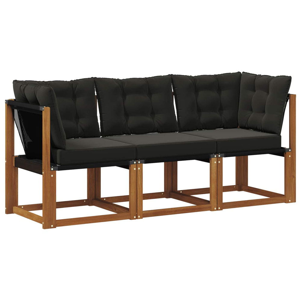 Canapé d’extérieur milieu et coin avec coussin 3 pièce naturel