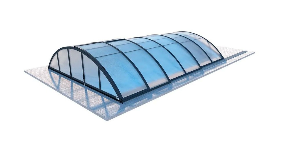 Abri de piscine orbit - 6,47x3,50 m - polycarbonate alvéolaire 8 mm - couleur ral7016 graphite - eco101 - altanka