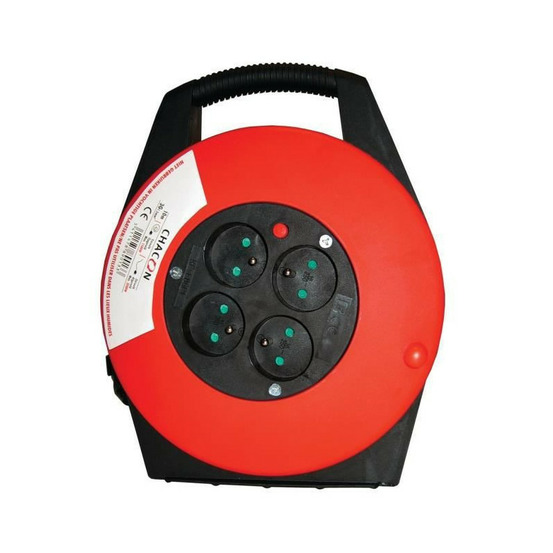 Chacon enrouleur menager 10m 4 prises 16 a 3x1,5mm2 avec poignee