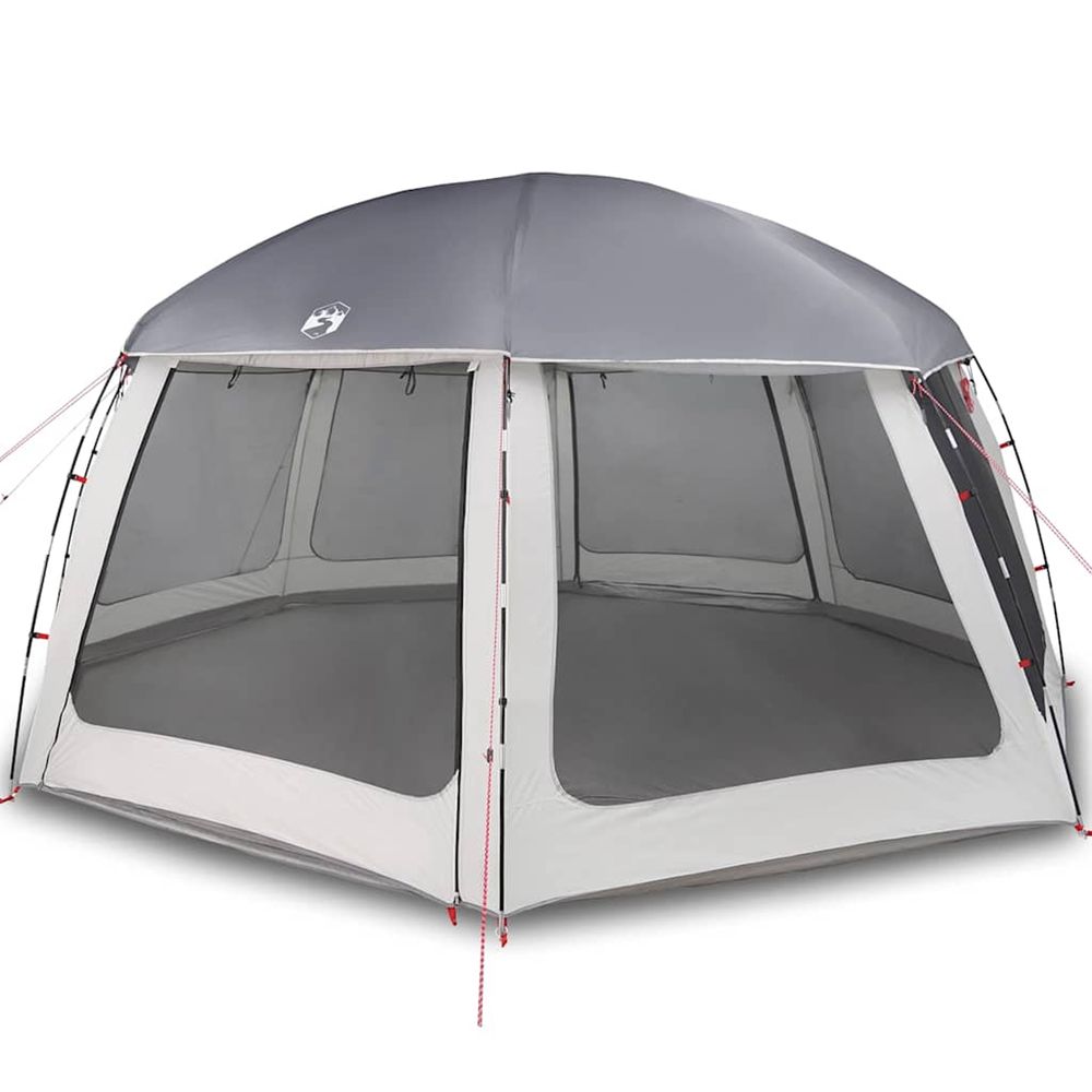 Tente piscine toit amovible parois maille gris 612x612 cm