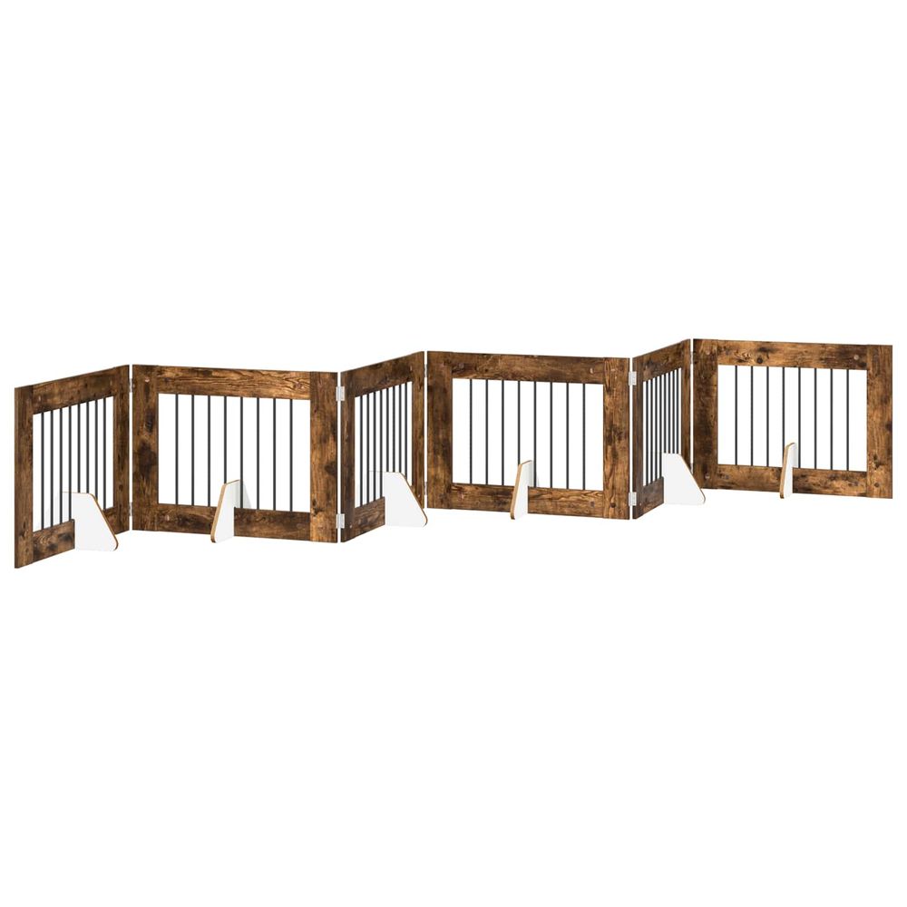 Porte de chien pliable avec supports 6 pc chêne fumé 482 cm