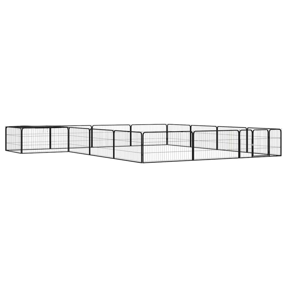 Enclos chien 16 panneaux acier avec toit pour jardin extérieur noir 100x50cm