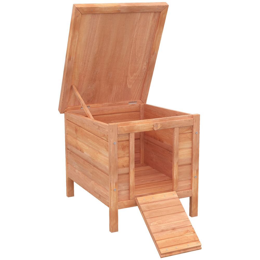 Clapier lapin rongeurs bois extérieur toit asphalte rampe antidérapante 51x42x43cm
