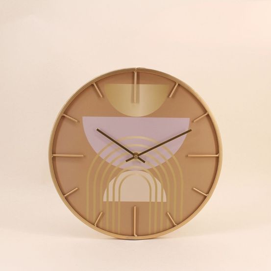 Horloge ronde métal doré motifs arches 40cm