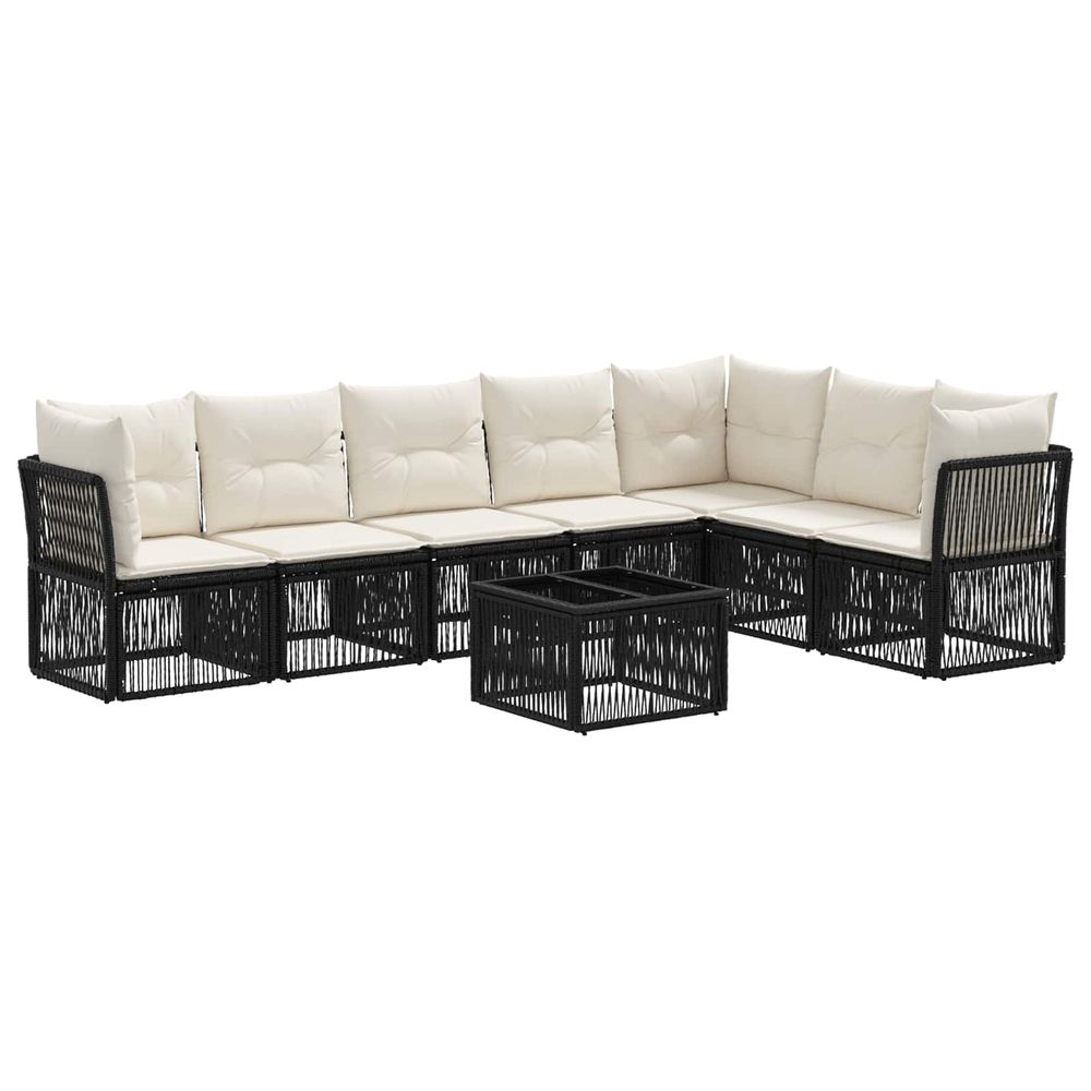 Ensemble de canapé de jardin 8 pc noir polyrotin