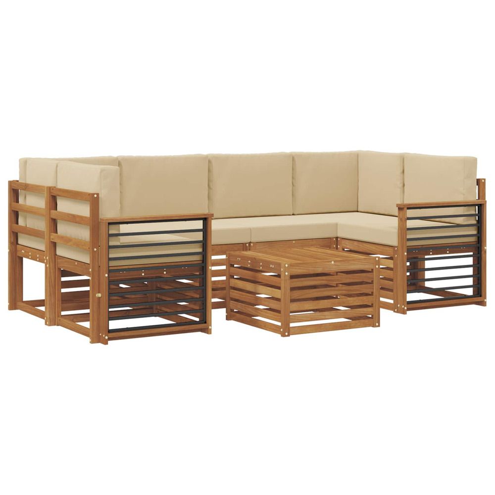 Ensemble de canapés d'extérieur 7 pc naturel et beige