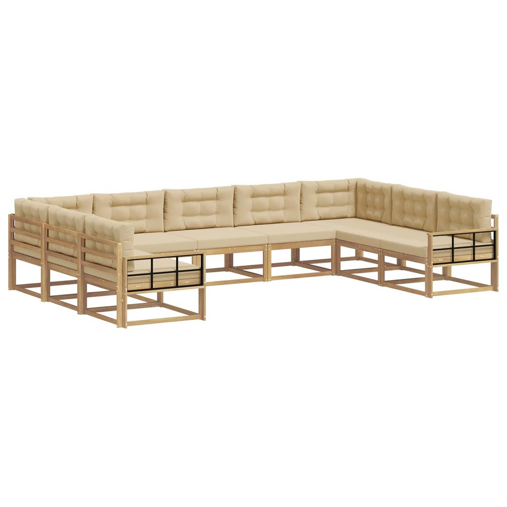 Ensemble de canapés d'extérieur 9 pc blanc et beige