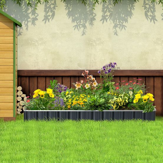 Carré potager acier jardin jardinière surélevée modulable forme t 258cm gris