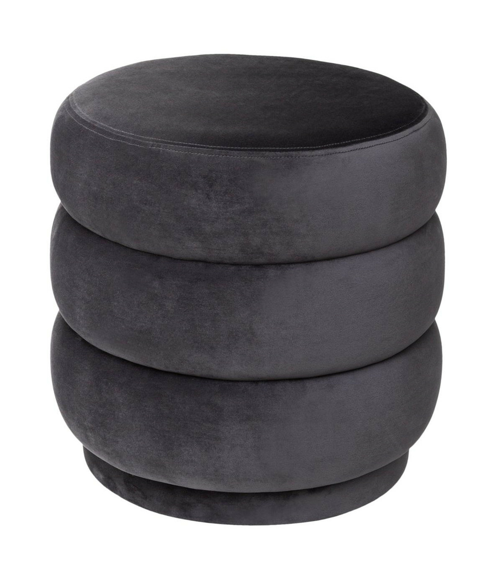 Pouf en velours gris d 40 x h 40 cm