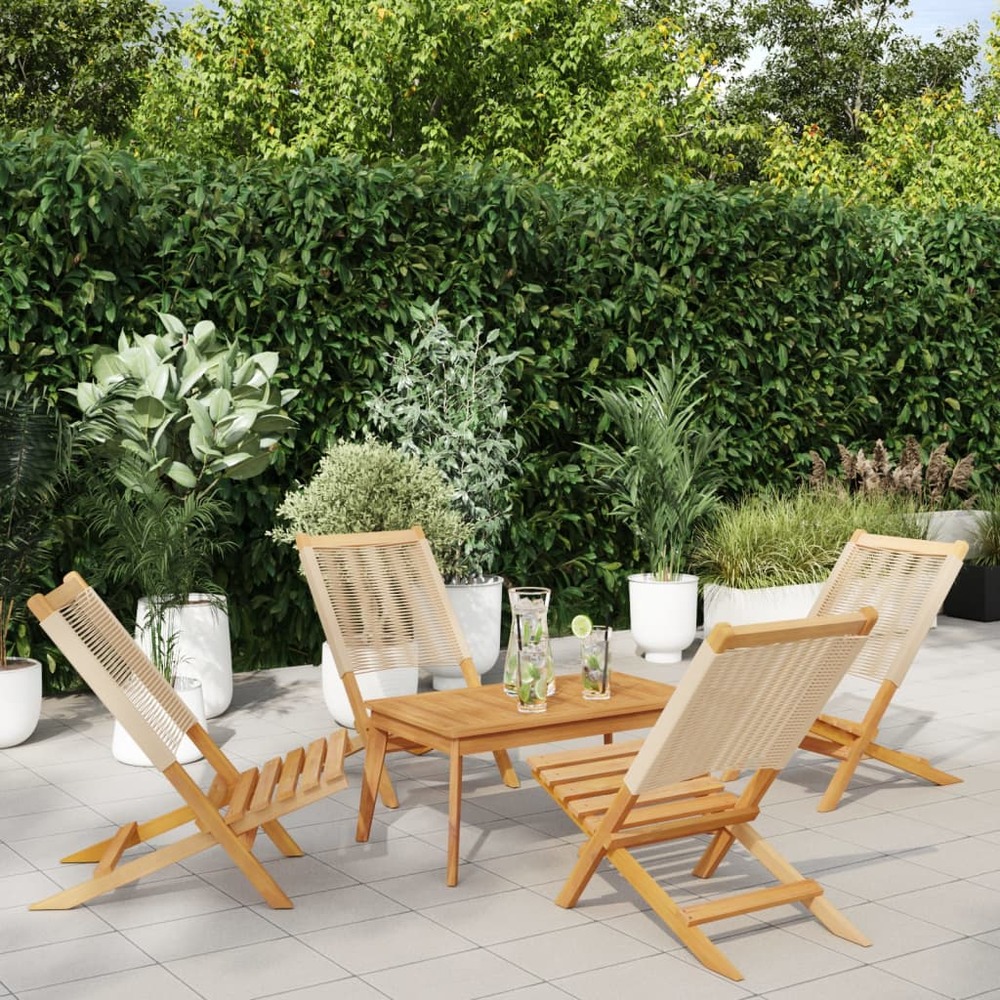 Chaises de jardin pliantes lot de 4 beige bois d'acacia massif