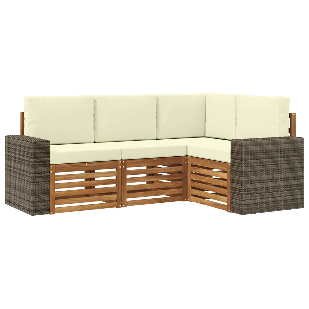 Ensembles de canapés avec coussin 4 pcs bois d'acacia massif
