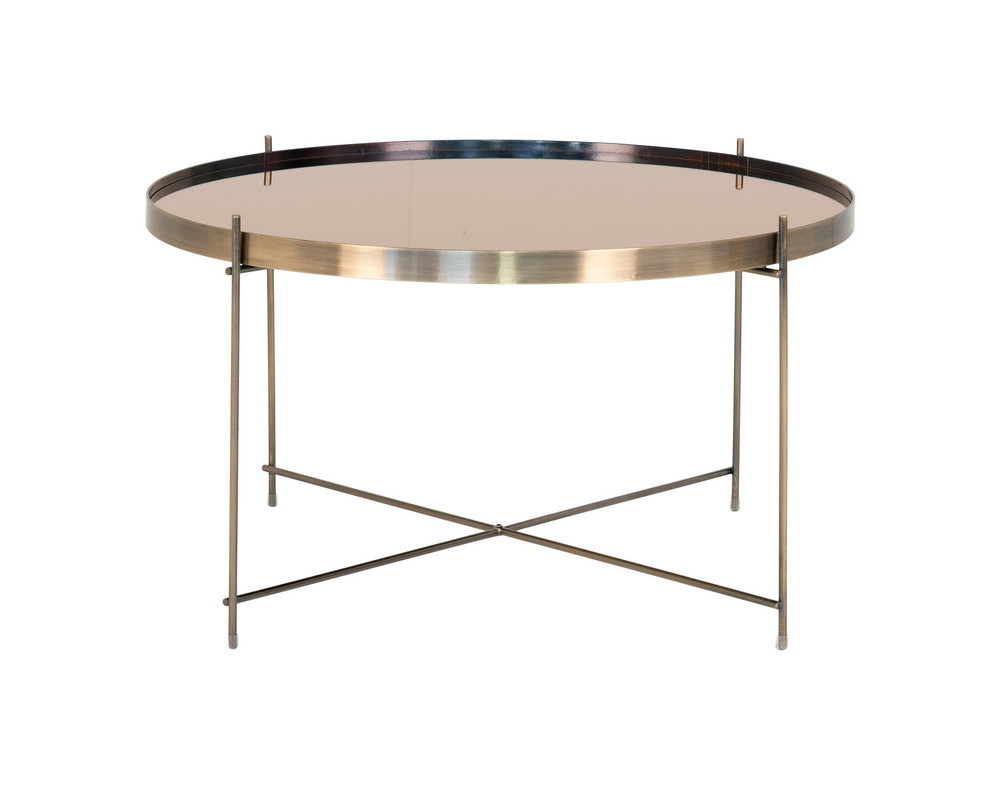 Glina - table basse ronde - métal et verre - 70 cm