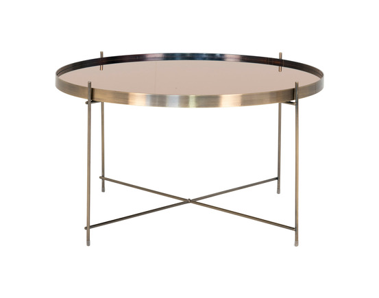 Glina - table basse ronde - métal et verre - 70 cm