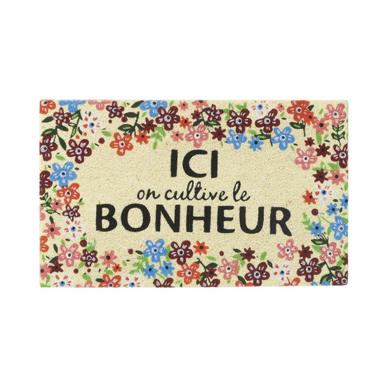 Paillasson en coco avec inscriptions 75 x 45 cm ici on cultive le bonheur