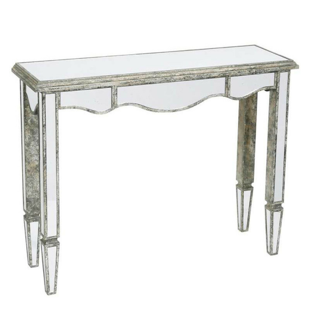 Console tiroirs bois miroir 110x34x85cm