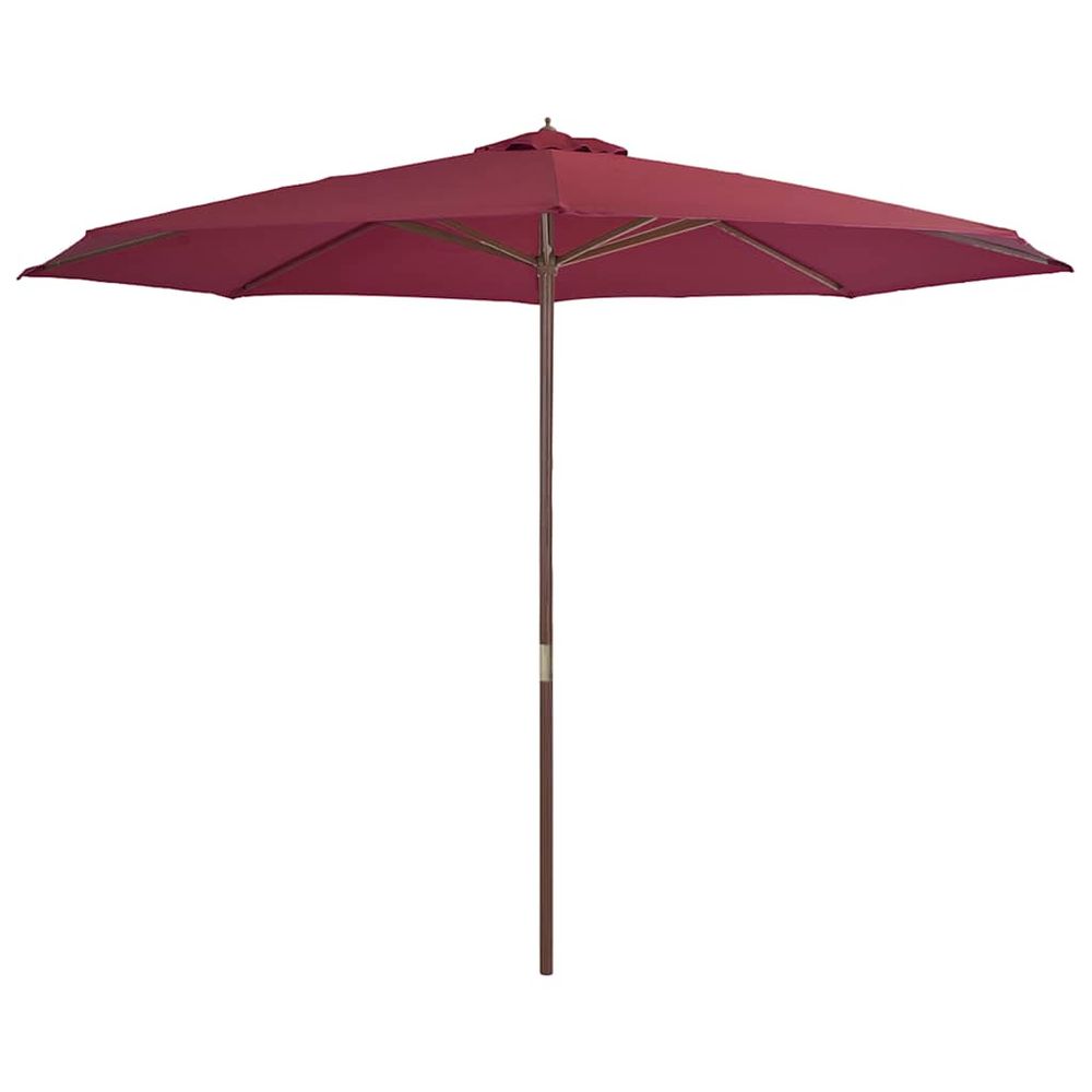 Parasol d'extérieur avec mât en bois 350 cm bordeaux