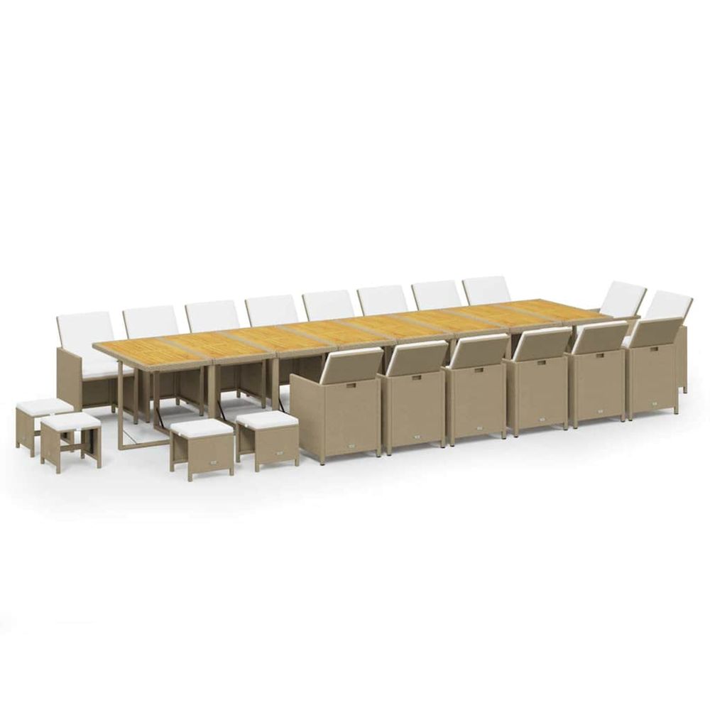 Ensemble à manger de jardin coussins 21 pcs résine tressée